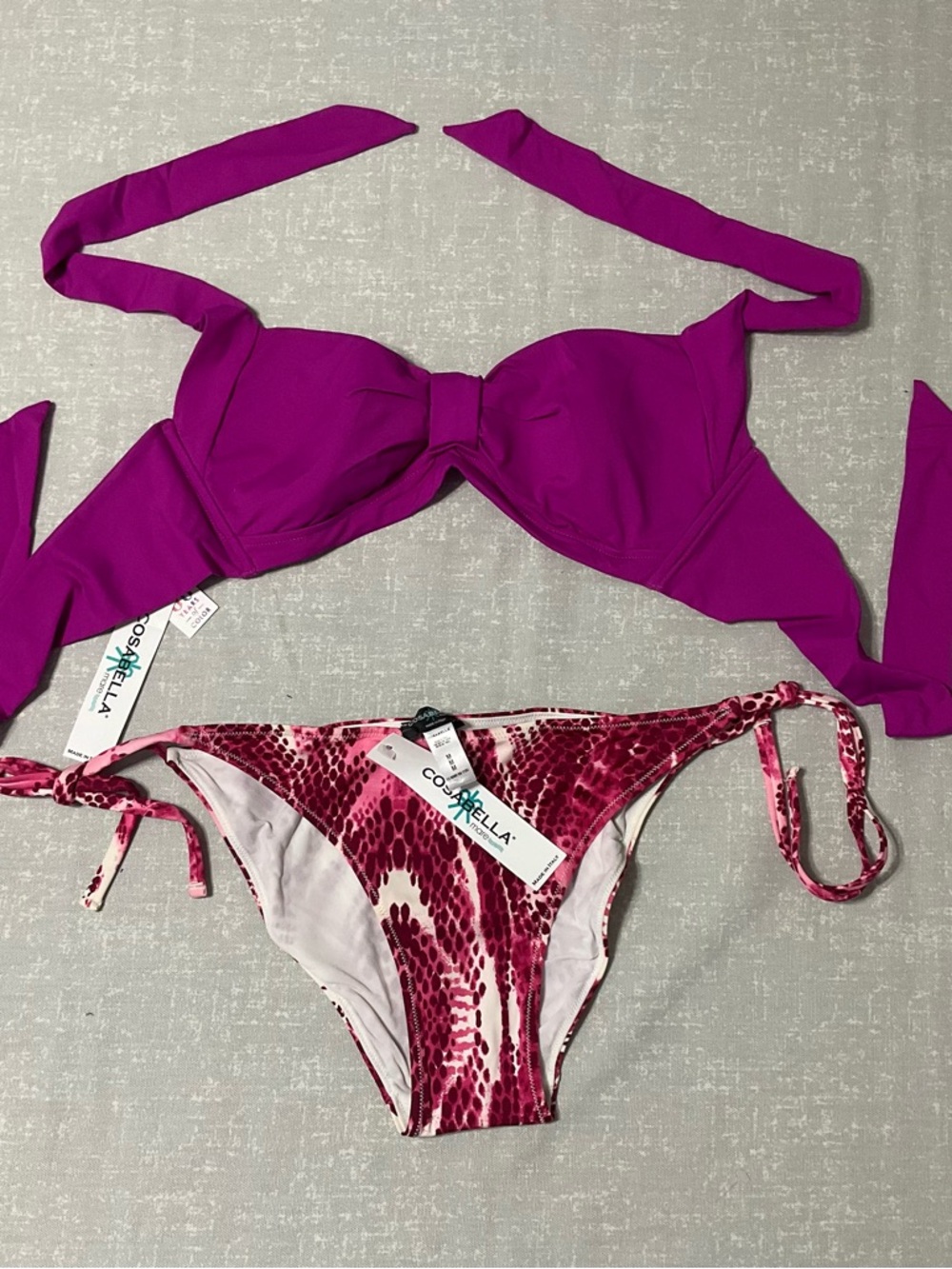 Cosabella Fuchsia Halter Bikini Top And Bottom Set Made In Italy Size M-3